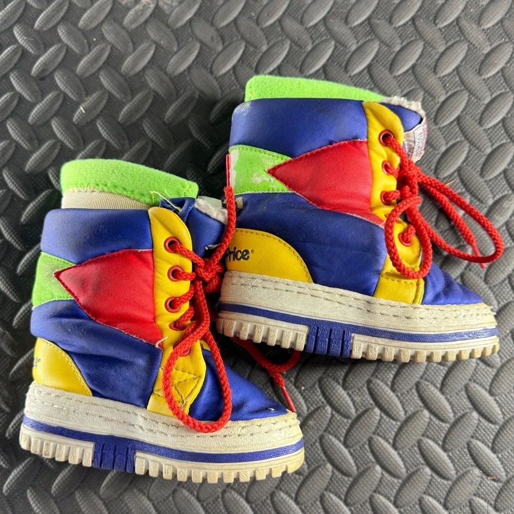 VTG 1992 Fisher Price Toddler Snow Boots Primary Color Block Size 5-6 collector